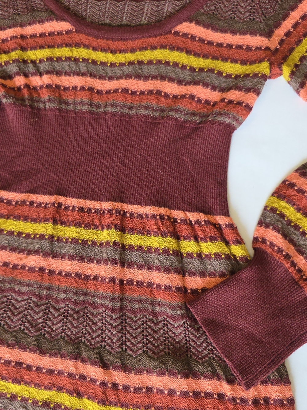Free People Boho Knit Mini Sweter Dress Vintage Striped Indie Cottagecore Indie - Picture 3 of 7
